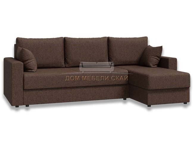 Угловой диван-кровать Лира с боковинами, коричневый/рогожка
