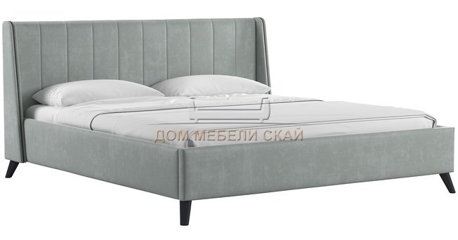 Кровать двуспальная Мелисса 180х200, тори 61 велюр серебристый серый