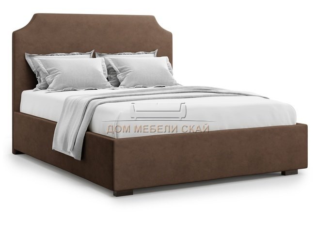 Кровать полутороспальная 140x200 Izeo с подъемным механизмом, шоколадный велюр velutto 23