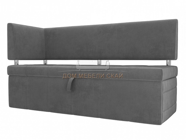 Кухонный диван Стоун с левым углом, серый велюр