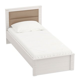 Кровать односпальная 90x200 Элана с мягкой спинкой, бодега белая