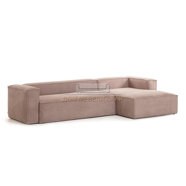 Угловой диван 3-х местный Blok 330 с шезлонгом правый, розовый
