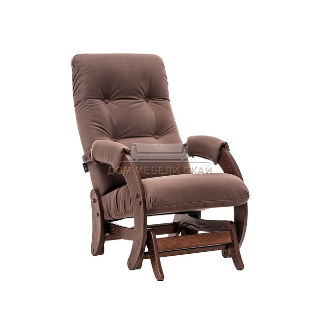 Кресло-глайдер Модель 68, велюр коричневый Maxx 235/орех антик