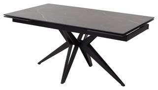Стол обеденный раздвижной FORIO 160, MATT BLACK MARBLE SINTERED STONE/черный