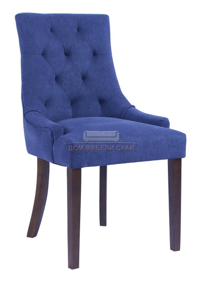 Стул деревянный мягкий CORAL, шенилл синего цвета