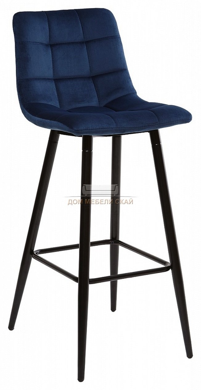 Барный стул LECCO, NAVY BLUE велюровый синего цвета