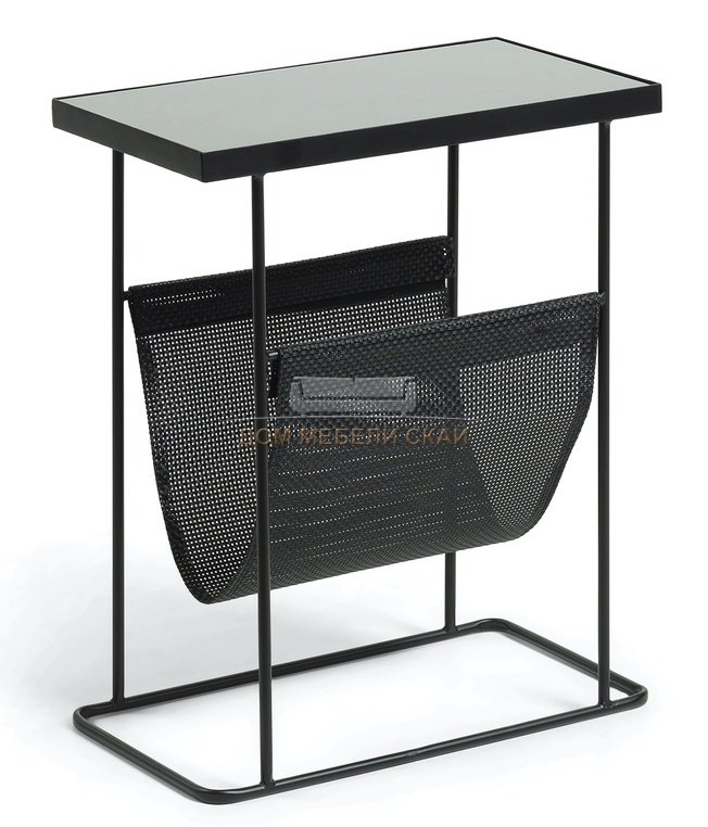 Журнальный столик VOGUE металлический с газетницей, черный/стекло черное CC0783R01