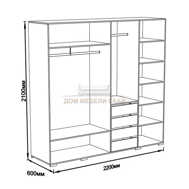 Шкаф платяной ацтека szf2d2l 21 22