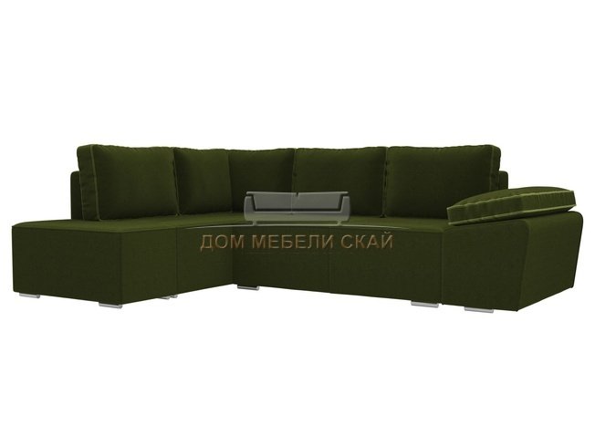 Угловой диван-кровать левый Хавьер, зеленый/микровельвет