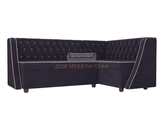 Кухонный угловой диван правый Лофт, фиолетовый/велюр