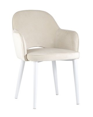 Стул Венера, вельвет кремового цвета/белый