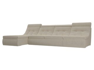 Угловой модульный диван-кровать левый Холидей Люкс, бежевый/микровельвет