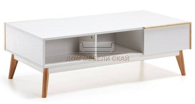 Журнальный столик с ящиками Meety, белый/бежевый