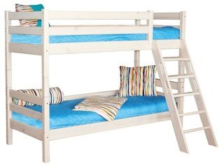 Двухъярусная кровать Соня с наклонной лестницей, белый полупрозрачный