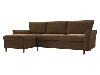Угловой диван-кровать левый София, коричневый/микровельвет