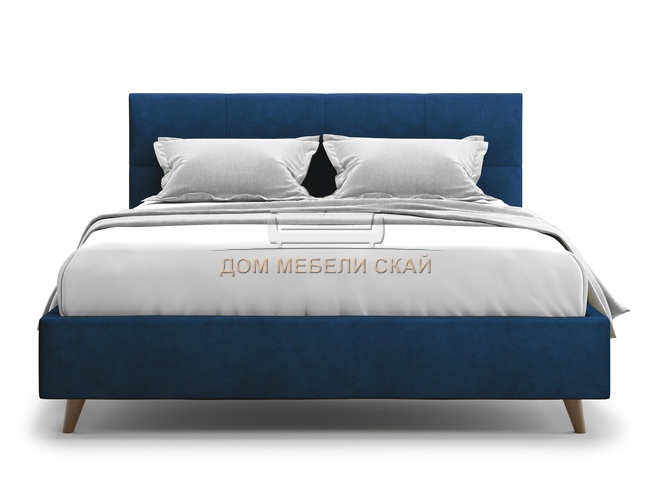 Кровать двуспальная 160x200 Garda Lux, синий велюр velutto 26
