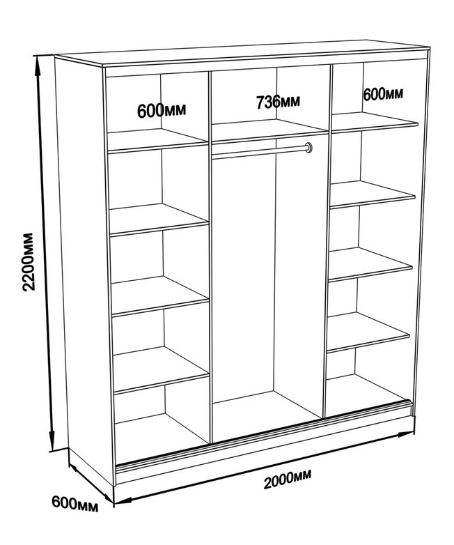 Конструкция шкафа купе схема с размерами