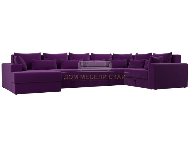 П-образный угловой диван Майами, фиолетовый/микровельвет