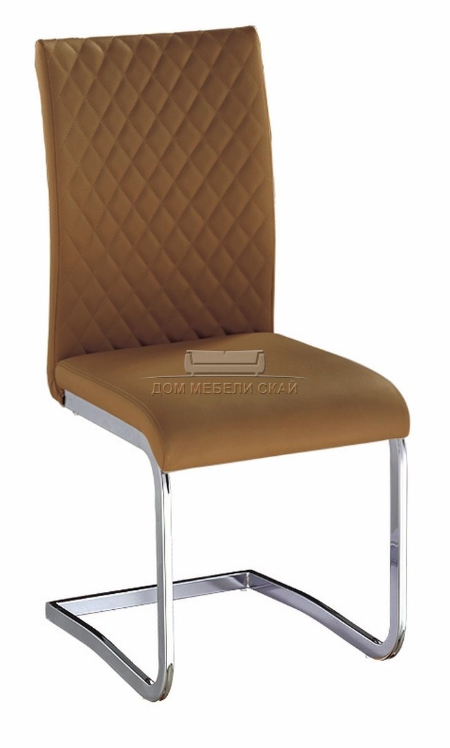 Стул металлический С-888, экокожа коричневого цвета/хром каркас