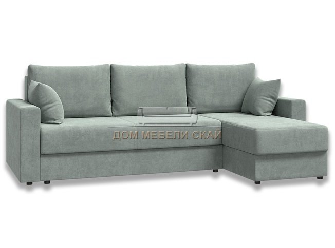 Угловой диван-кровать Лира с боковинами, светло-серый велюр