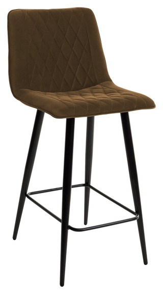 Полубарный стул Поль, велюровый коричневого цвета #11/черный каркас