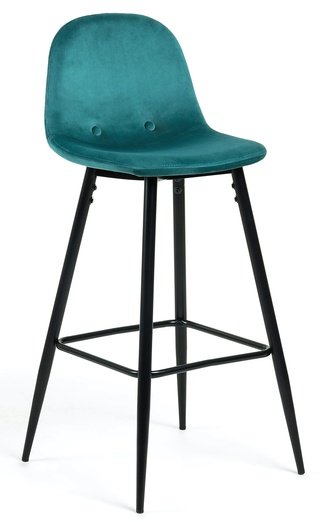 Барный стул Nilson, велюровый лазурного цвета