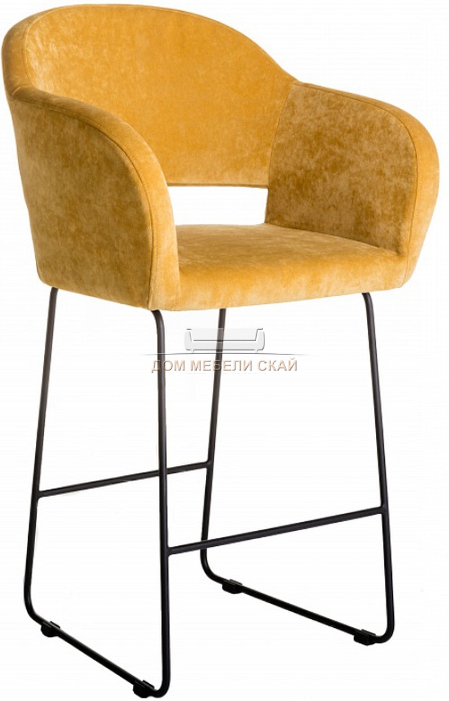 Кресло полубарное Oscar, велюровый жёлтого цвета/линк черный