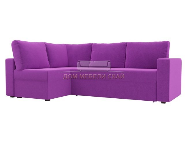 Угловой диван-кровать левый Оливер, фиолетовый/микровельвет