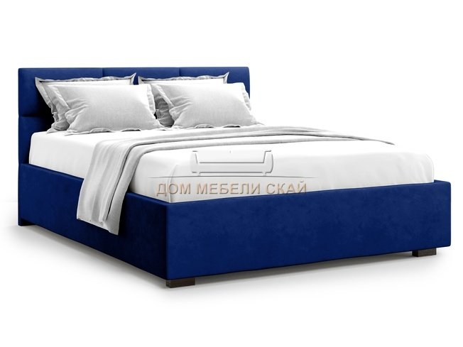 Кровать полутороспальная 140x200 Bolsena без подъемного механизма, синий велюр velutto 26