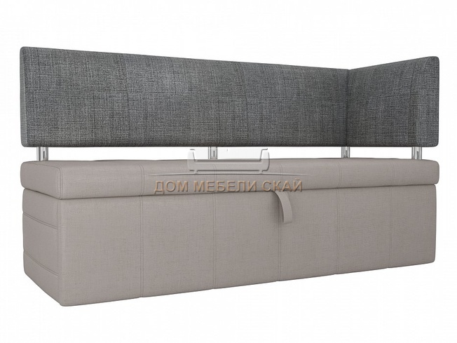 Кухонный диван Стоун с правым углом, бежевый/серый/рогожка