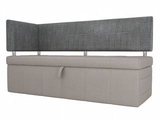 Кухонный диван Стоун с левым углом, бежевый/серый/рогожка