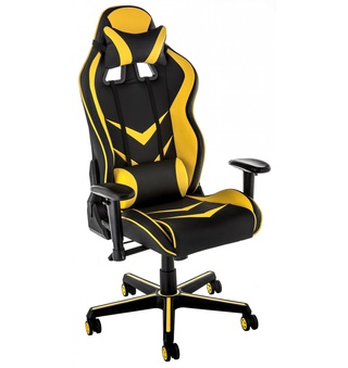 Игровое кресло Racer, черно-желтая экокожа
