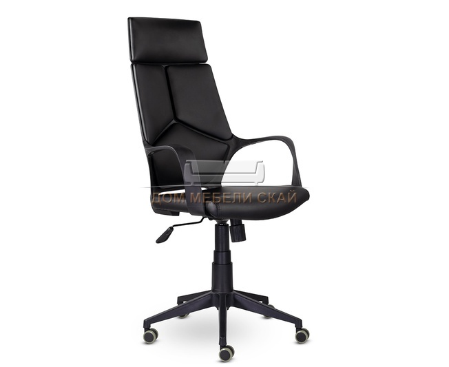 Кресло офисное IQ, black plastic black черный пластик/черная экокожа
