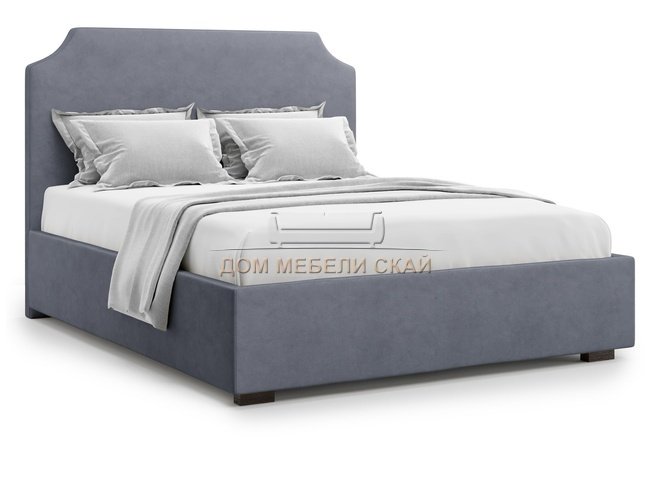 Кровать полутороспальная 140x200 Izeo с подъемным механизмом, серый велюр velutto 32