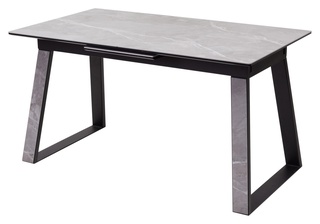 Стол обеденный раскладной Франк 140, серый мрамор/керамика/черный