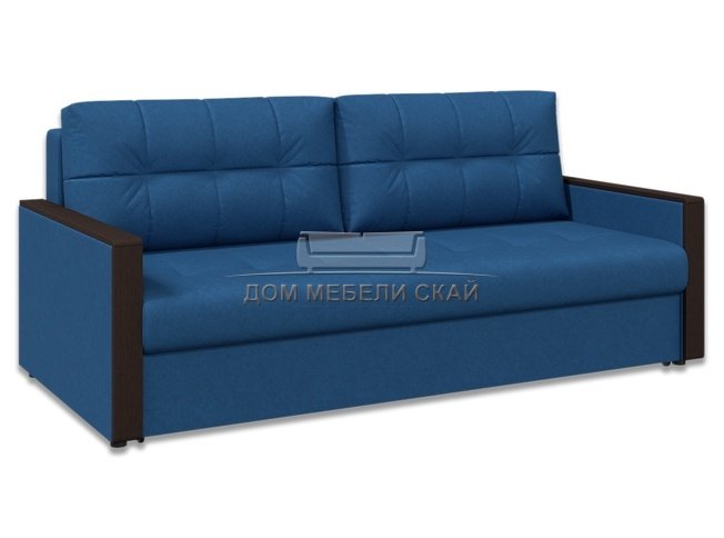Диван-кровать Норд с декором БНП, синяя рогожка/венге