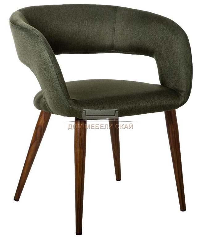 Стул-кресло Walter, рогожка темно-зеленого цвета/темный орех