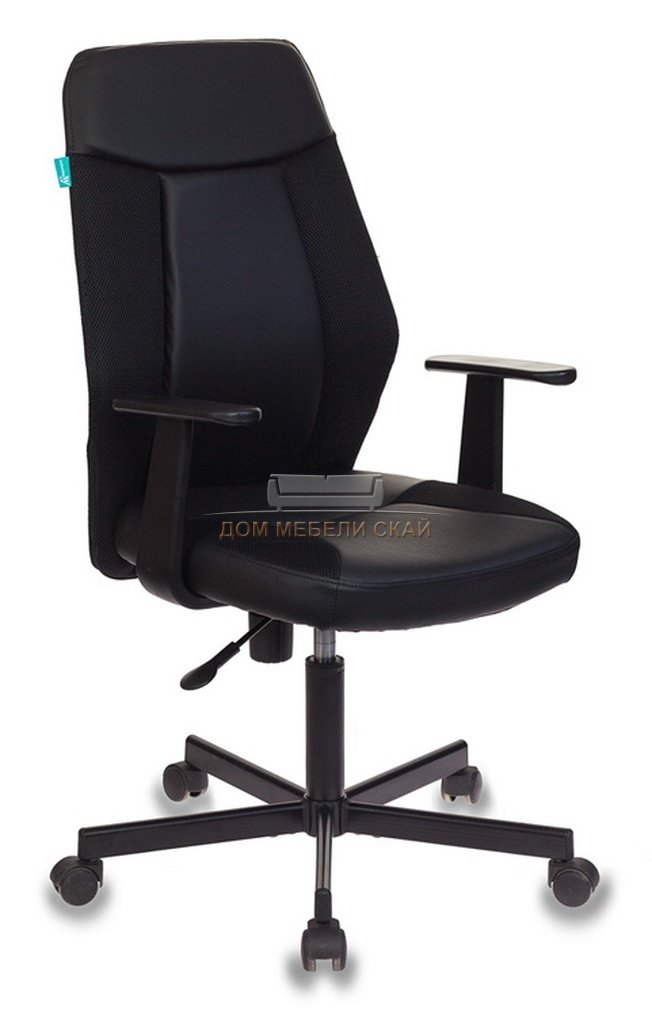 Кресло офисное CH-606, черная экокожа/черная ткань