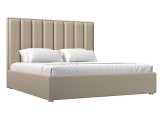 Кровать двуспальная 160x200 Афродита с ПМ, бежевая экокожа