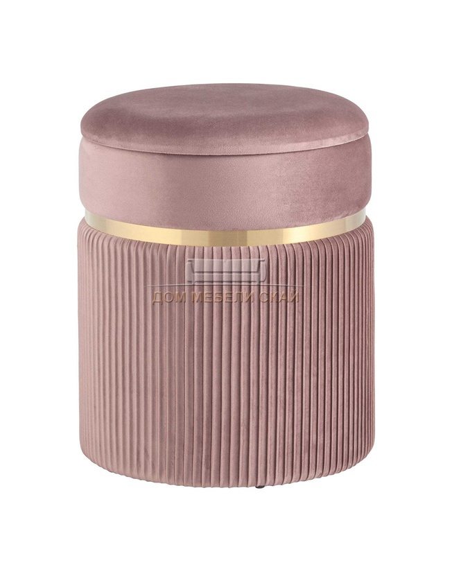 Пуф Миранда с ящиком, велюр розовый