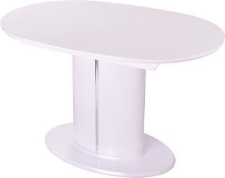 Стол обеденный раскладной Болеро О-2, белый/белый глянец