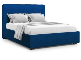 Кровать полутороспальная 140x200 Brachano с подъемным механизмом, синий велюр velutto 26
