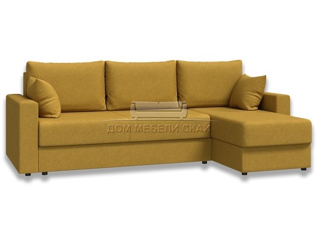 Угловой диван-кровать Лира с боковинами, горчичная рогожка