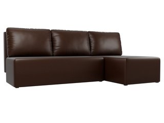 Угловой диван-кровать правый Поло, коричневый/экокожа