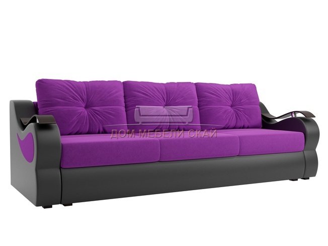 Диван-кровать Меркурий еврокнижка, фиолетовый/черный/микровельвет/экокожа