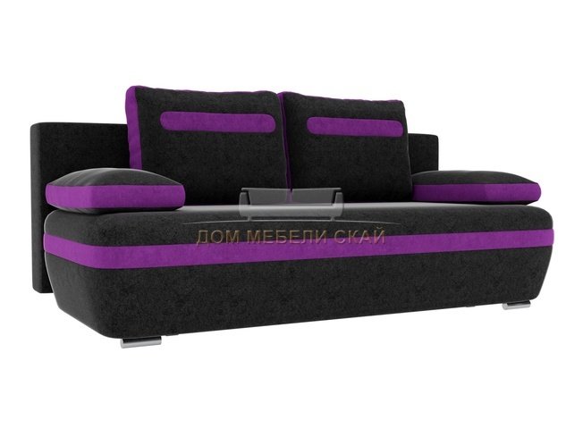Диван-кровать Каир, черный/фиолетовый/микровельвет