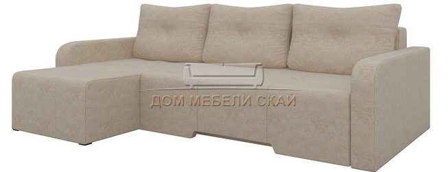Угловой диван-кровать левый Манхеттен, бежевый/микровельвет