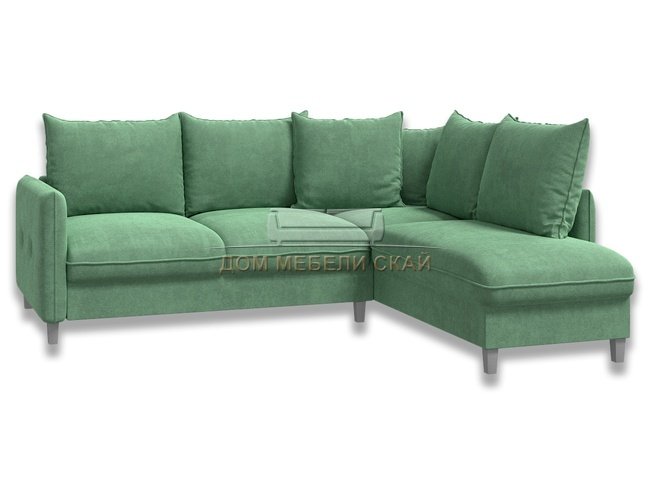 Угловой диван-кровать Лофт, зеленый велюр