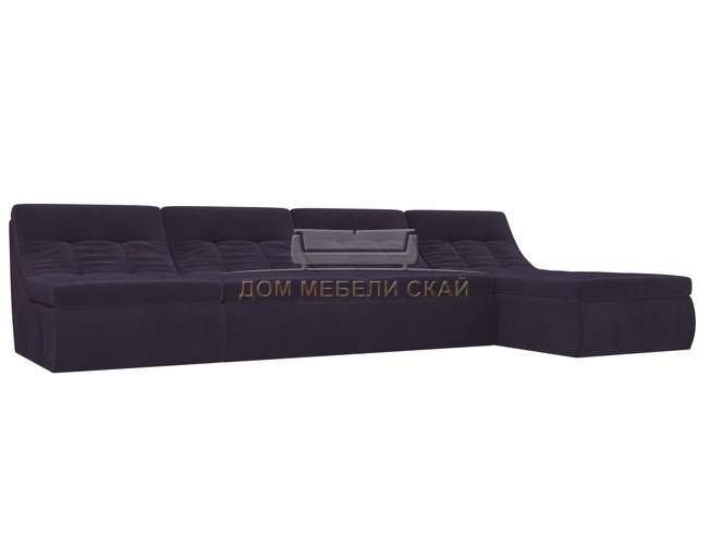 Угловой модульный диван-кровать правый Холидей, фиолетовый/велюр