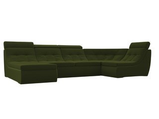 П-образный угловой диван Холидей Люкс, зеленый/микровельвет